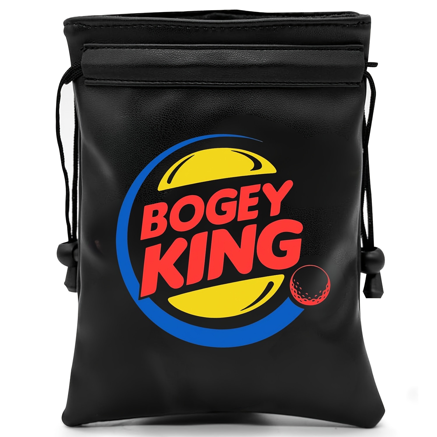 Golf Equipment Drawing - Bogey King ゴルフ貴重品ポーチ、PU レザーゴルフティーポーチ、巾着開閉、ゴルフアクセサリー男性ゴルファーお父さん用