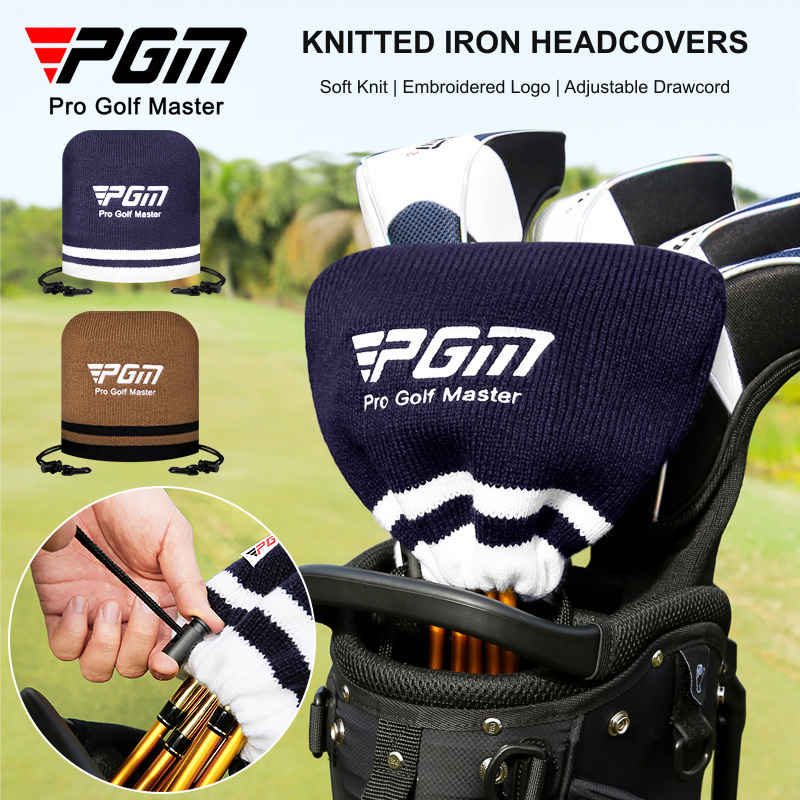 Golf Equipment Drawing - PGM ニットゴルフアイアンヘッドカバーバッグ、調節可能な巾着クラブヘッドプロテクター、7-9 アイアン用、ソフトストレッチゴルフアクセサリー GT215