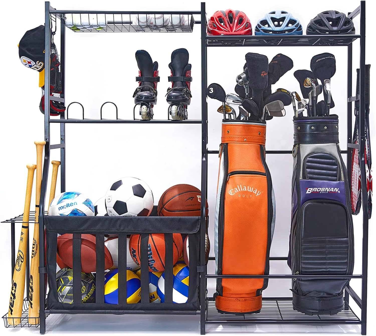 Golf Equipment Organizer For Garage - ガレージスポーツ用品収納ラック ゴルフバッグスタンド ボール収納オーガナイザービン バスケット 室内屋外兼用 子供用おもちゃオーガナイザー