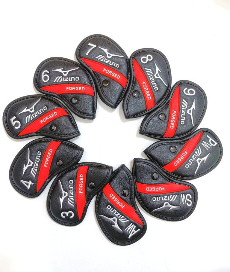 Headcover Driver - ミズノゴルフクラブカバープレミアムPUレザーアイアンウッドパターヘッドカバーセットユニセックス防水保護具アクセサリー