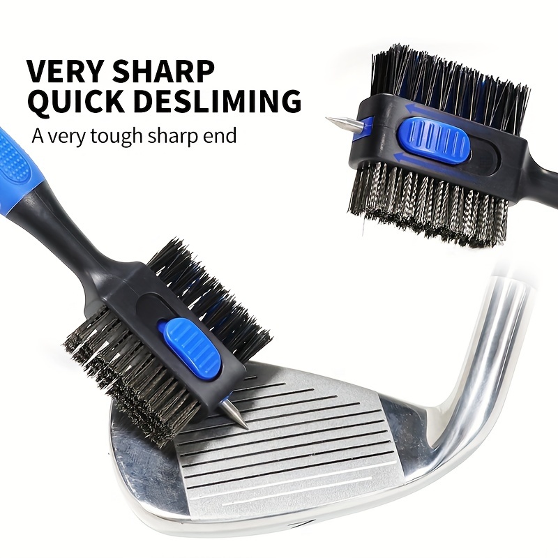 Golf Equipment To Improve Your Game - 両面ゴルフクラブクリーニングブラシ カラビナ付き格納式溝クリーナー アイアン、ドライバー、ウェッジ用の2-in-1ワイヤー＆ナイロンブラシ