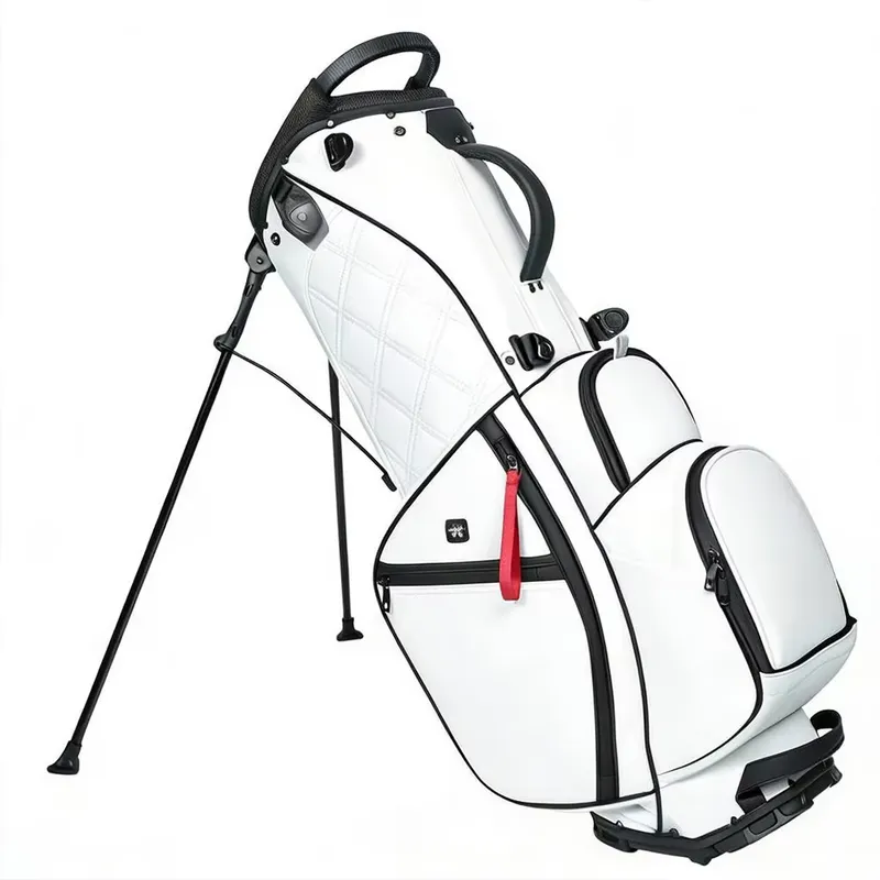 Golf Equipment Logo - ASL GOLF カスタムロゴスタンドバッグ 高品質PUレザーゴルフバッグ ホワイトグレーブラック 軽量防水ゴルフ用品