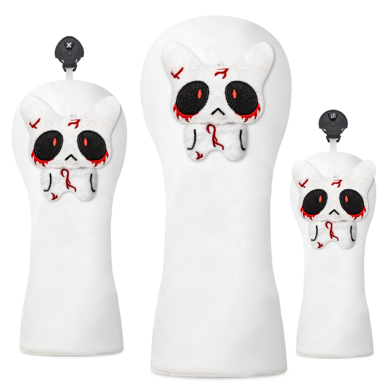 Headcover Driver - 1個/3個入り かわいい人形デザインのゴルフヘッドカバー、ドライバー、フェアウェイウッド、ハイブリッドクラブに適合、ユニセックス、耐久性がありスタイリッシュなゴルフクラブ