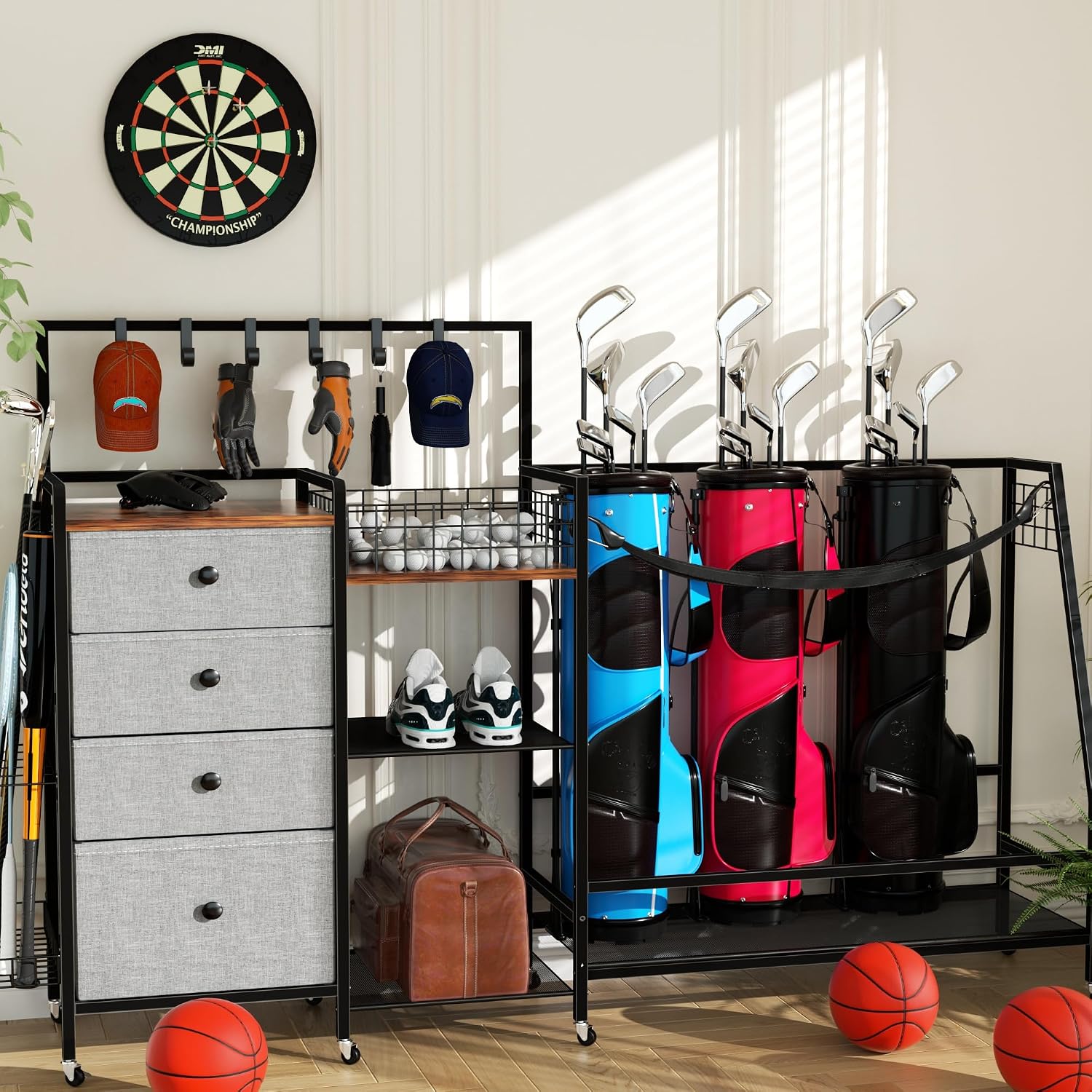 特大ゴルフバッグ収納ラック（ガレージ用）、頑丈な金属製ゴルフ - Golf Equipment Organizer For Garage のレビューと価格