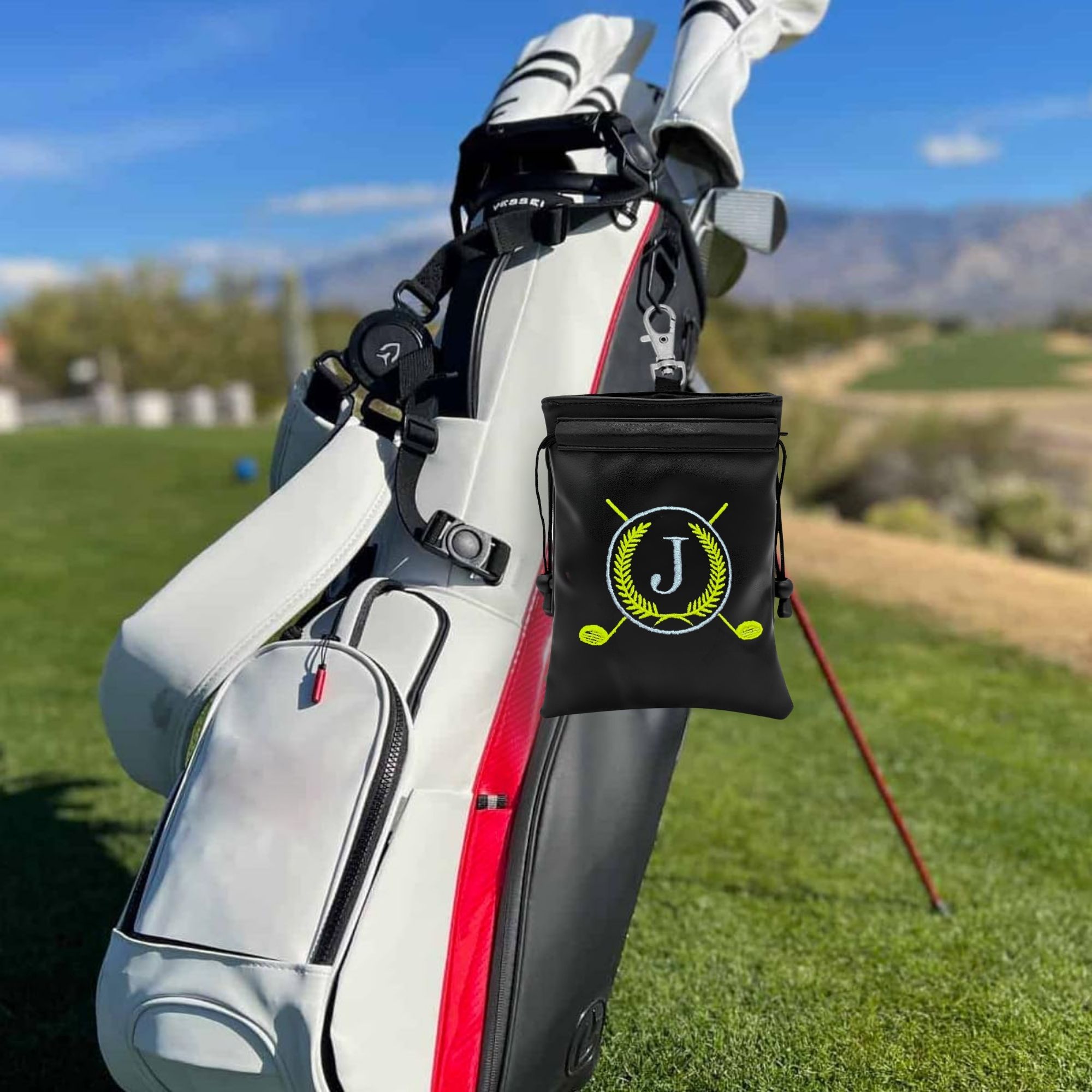 面白いゴルフ貴重品ポーチ、巾着開閉式PUレザーゴルフティーポ - Golf Equipment Drawing のレビューと価格