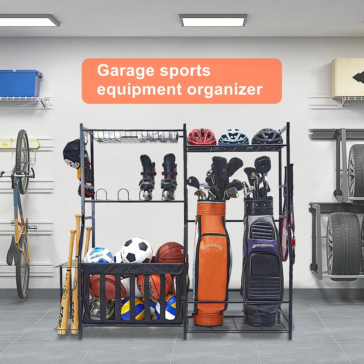 ガレージスポーツ用品収納ラック ゴルフバッグスタンド ボール - Golf Equipment Organizer For Garage のレビューと価格