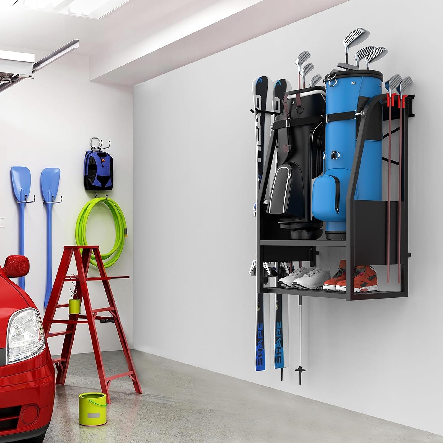 壁掛けゴルフバッグオーガナイザー、頑丈なダブルゴルフバッグ収 - Golf Equipment Organizer For Garage のレビューと価格
