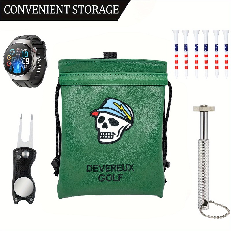 巾着シール付きのポータブルグリーンゴルフ貴重品バッグ、ゴルフ - Golf Equipment Drawing のレビューと価格