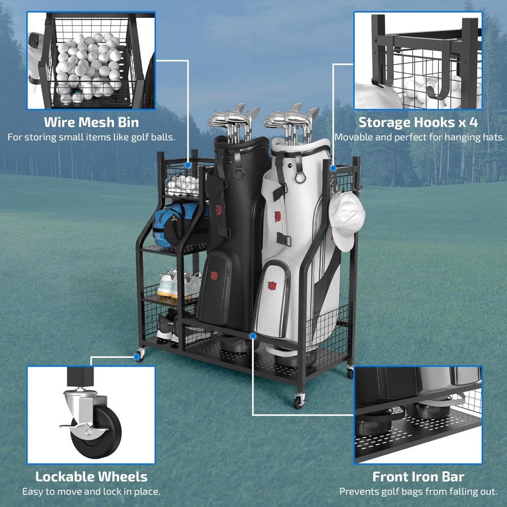 特大ゴルフバッグ収納スタンド、ガレージオーガナイザー、物置・ - Golf Equipment Organizer For Garage のレビューと価格
