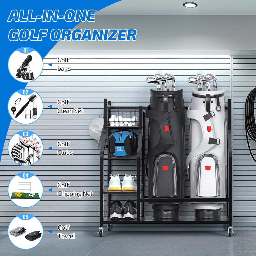 特大ゴルフバッグ収納スタンド、ガレージオーガナイザー、物置・ - Golf Equipment Organizer For Garage のレビューと価格
